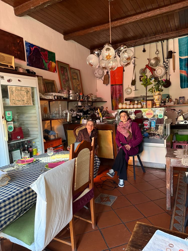 Titi and Lila inside Cucina Umbra in Colfiorito, Umbria