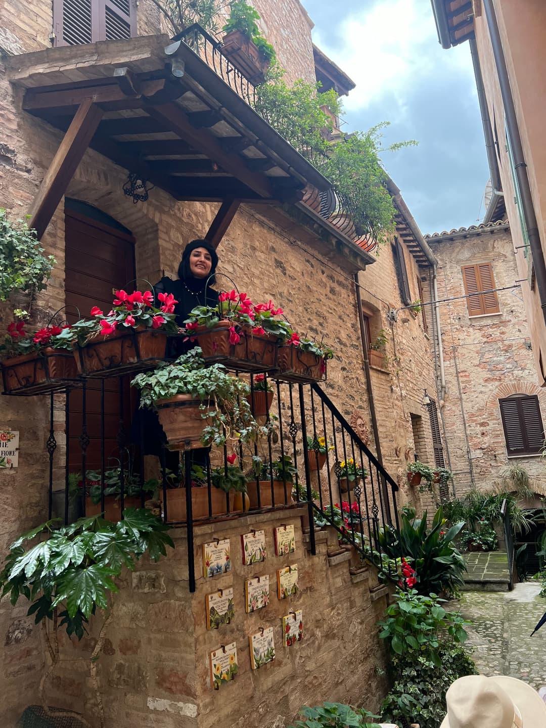 A flower-decorated doorway in one of Spello’s lanes