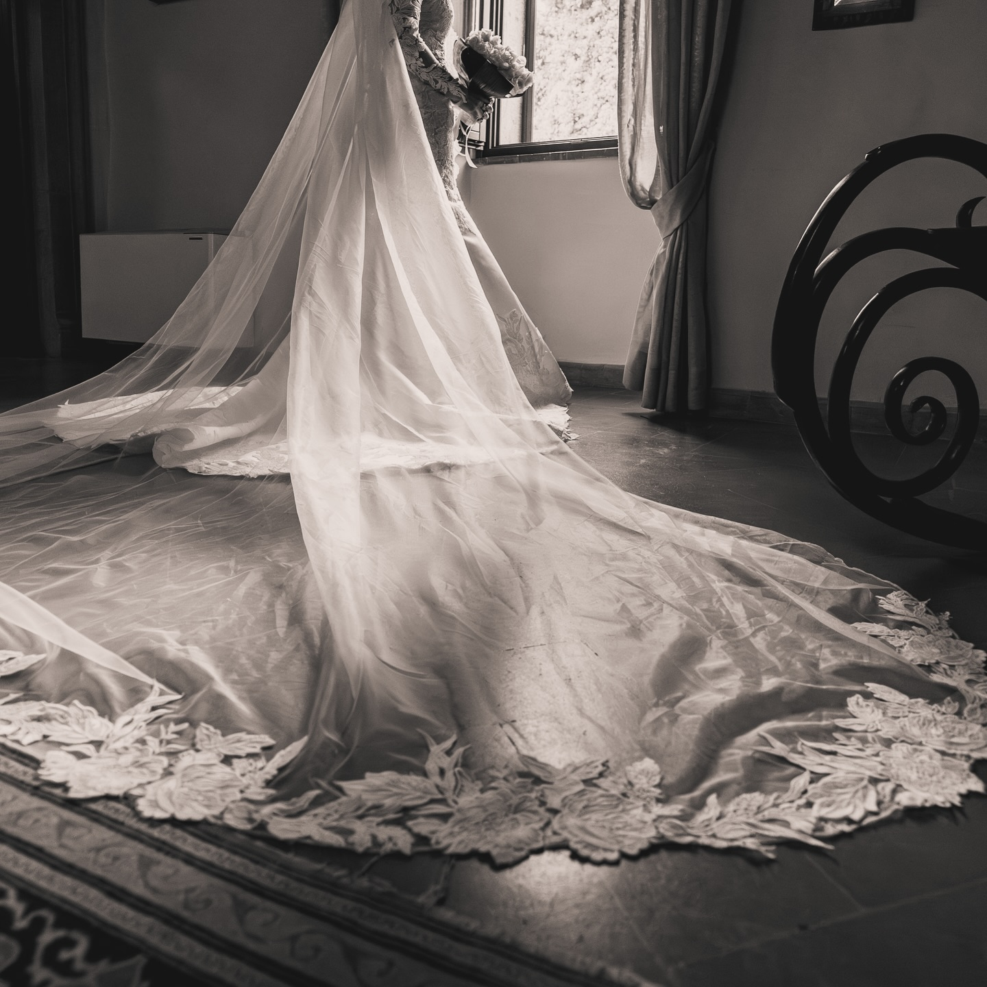 Bride with dramatic veil